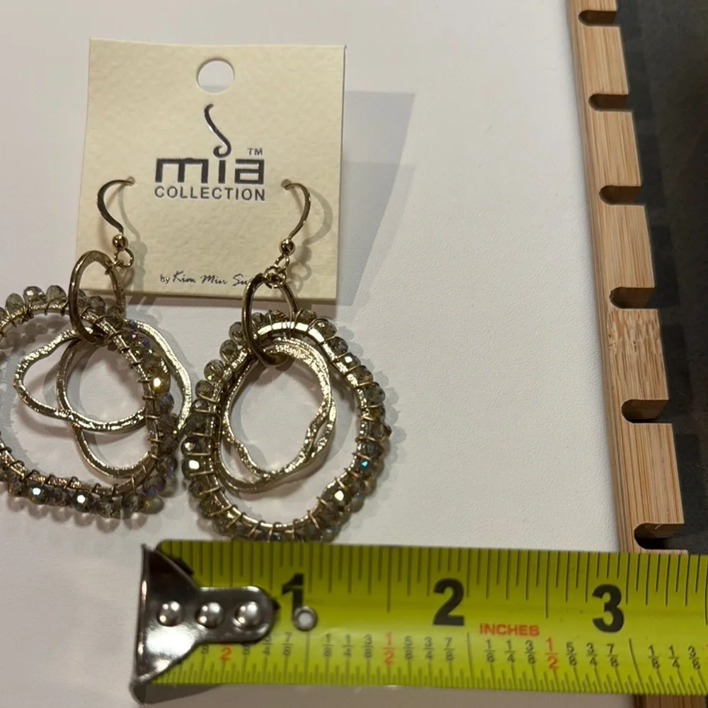 MIA Gold and Crystals Asymmetrical Hoop Earrings